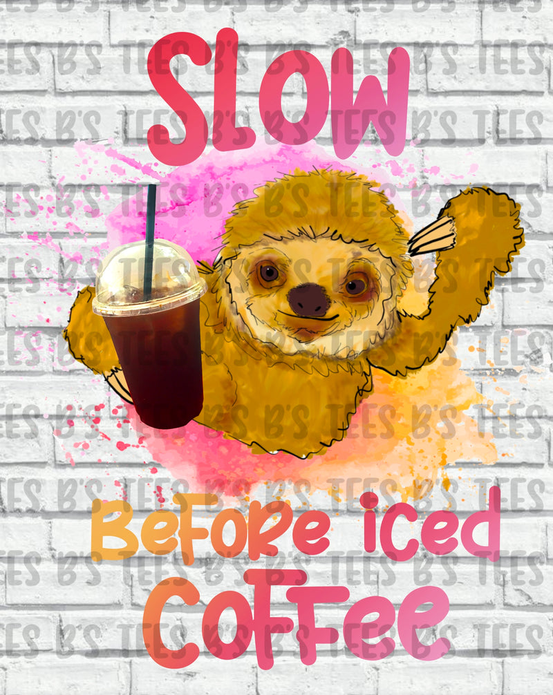 Sloth With Iced Coffee PNG DIGITAL DOWNLOAD