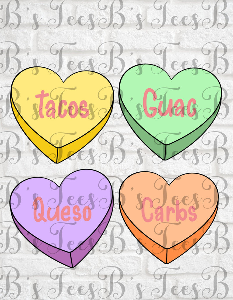 Taco Conversation Hearts PNG ONLY